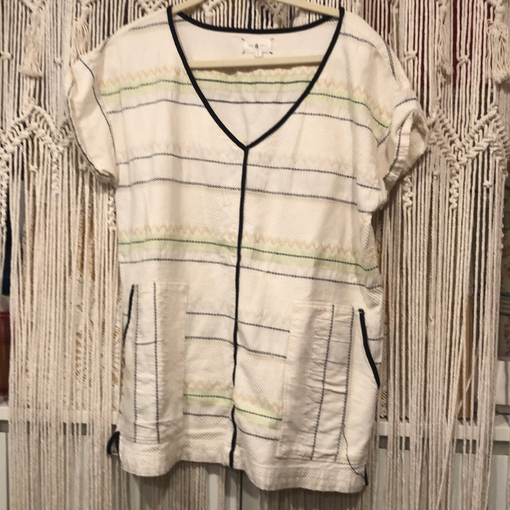 Lou Grey Boho top shirt  tunic pockets medium unique!